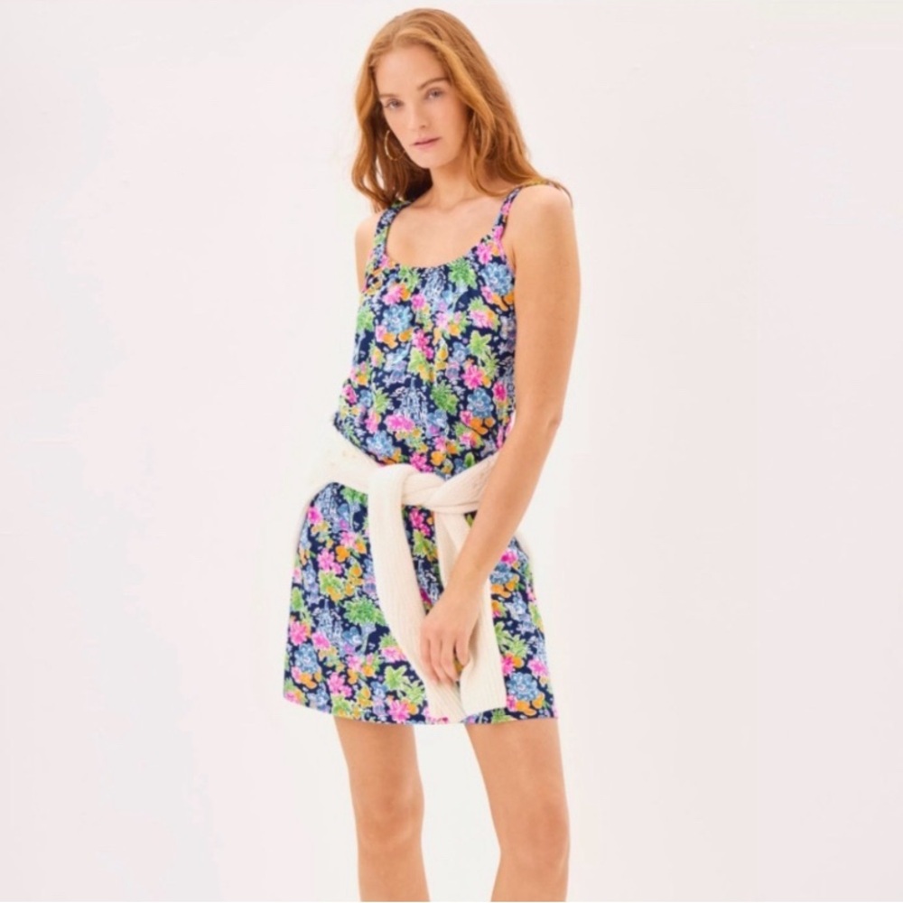 Lilly Pulitzer Disney Navy Floral Tank Dress with Pink, Yellow, Green and Blue